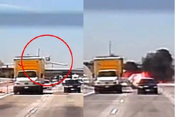 Caught On Camera: Plane Crash Lands On California Highway, Hits Vehicles And Bursts Into Flames (Photos & Video)