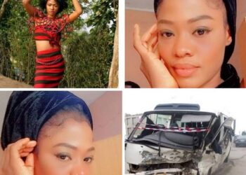 Young Woman Dies As Car Rams Into Bus Carrying Film Crew In Lagos (Photos)