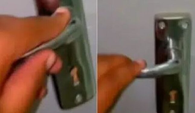 Lady Left In Shock After Her Boyfriend Broke The Door Of Their Bathroom To Take His Phone (Video)
