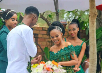 Man Shares Interesting Caption As He Posts Photos Of A Bride, Her Bridesmaid And Groom During Wedding Ceremony (Pics)