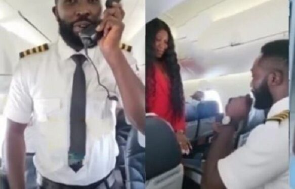 Love In The Air – See The Beautiful Moment A Nigerian Pilot Proposed To Girlfriend Mid-Flight (Video)
