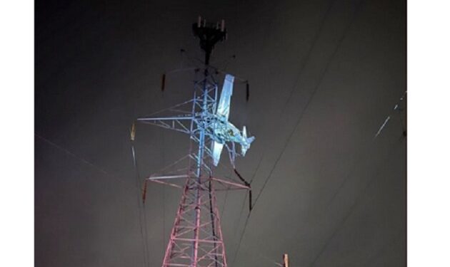 Passenger And Pilot Trapped As Plane Crashes And Dangles From Power Line (Photos)