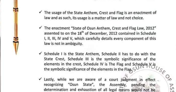 We Will Stand By “State Of The Virtuous” – Osun Assembly Insists