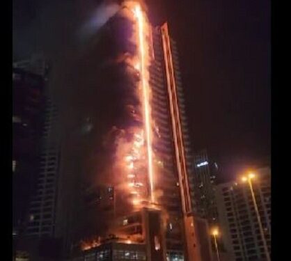 Fire Razes Every Floor Of 35-storey Dubai Apartment Building Close To Burj Khalifa (Video)
