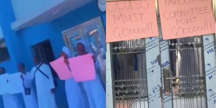 Celestial Church Members Protest Against Their Head Prophet In Ibadan (Video)