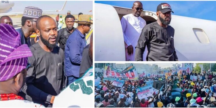 Seyi Tinubu Stirs Reactions As He Storms Kano With Private Jet, Leads APC Rally (Comments)