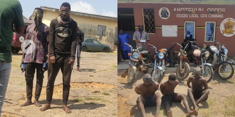 Amotekun Parades Five Suspected Armed Robbers In Osun (Photos)