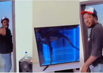 Angry Nigerian Man Breaks Family TV After Staking N1.2m On France to Win World Cup (Video)