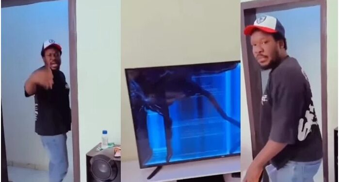 Angry Nigerian Man Breaks Family TV After Staking N1.2m On France to Win World Cup (Video)