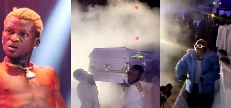 Nigerians React As Popular Singer, Portable Arrives Stage In A Casket (Video & Comments)