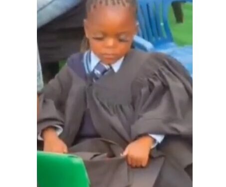 Nigerians React As Little Girl Attends Her Graduation Ceremony In Lashes And Fixed Nails (Video & Comments)
