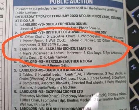 Landlord Puts Up Tenant’s Underwear For Auction For Owing Him Rent