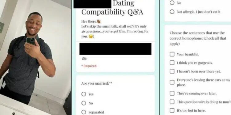 Man In Shock As Lady He Intends To Date Tells Him To Fill Questionnaire Before She’ll Agree