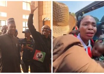 Watch The Emotional Moment Nursing Mother Broke Down In Tears Holding Peter Obi’s Convoy In Kafanchan (Video)