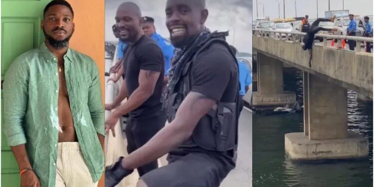 Watch The Scary Moment Tobi Bakre’s Stunt Double Fell From Third Mainland Bridge During Movie Scene (Video)