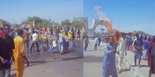 Adamawa Residents Troop Out To Wash Off “APC Stains” After Buhari’s Visit (Photo)