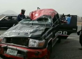 Just In: NSCDC Vehicle Carrying Election Material To Lagos Crashes In Abuja