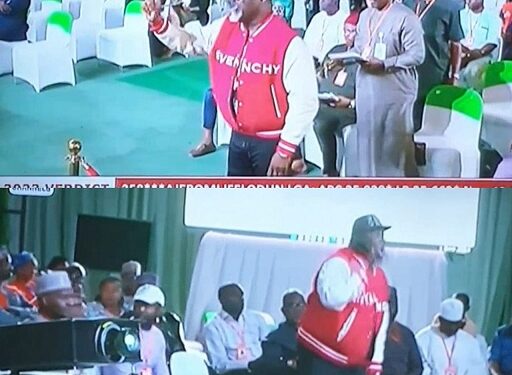 “This Collation Cannot Continue” – Dino Melaye Stages Protest At National Collation Center (Video)