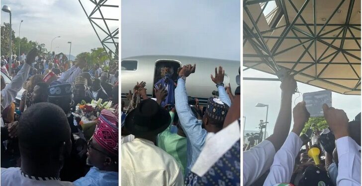 See How Abuja Residents Welcomed Tinubu At Airport As He Returns From France (Videos)