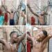 Alleged Cable Thief Caught And Tied To Transformer In Maiduguri (Photos)