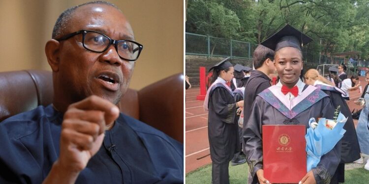 Peter Obi Reacts As Nigerian Lady Emerges Best Graduating Student At China University