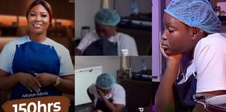 Watch The Moment Ondo Chef Sleeps In The Kitchen During her 150-hour Cook-a-thon, Nigerians React (Video & Comments)