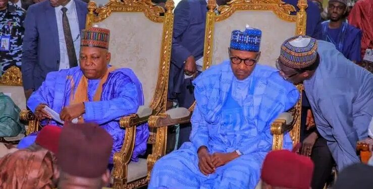 See What Shettima Did To Buhari At An Event (Video)