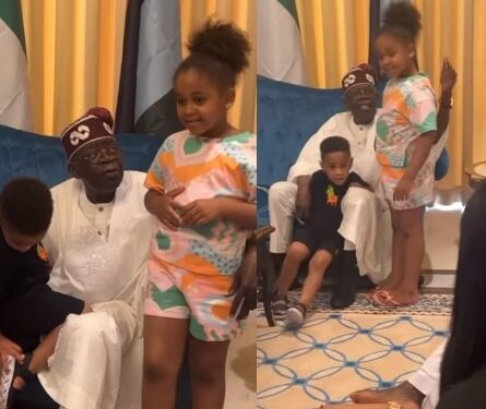 Nigerians React As President Tinubu Spends Time With His Grandkids (Video & Comments)