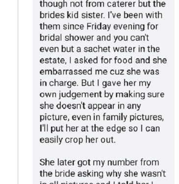 I Made Sure She Didn’t Appear In Any Picture – Nigerian Photographer Reveals How He Took Revenge On Bride’s Sister For Embarrassing Him After He Asked For Food