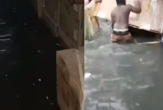 Goods Worth Millions Of Naira Destroyed After Heavy Flooding In Alaba International Market (Video)