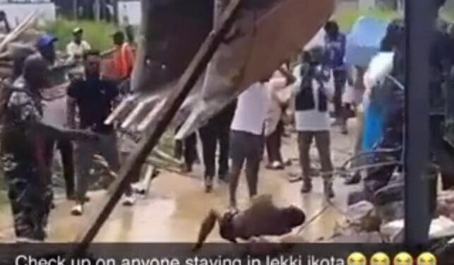 Residents Weep As Lagos State Govt Demolish Buildings Blocking Water Channels In Ikota (Video)