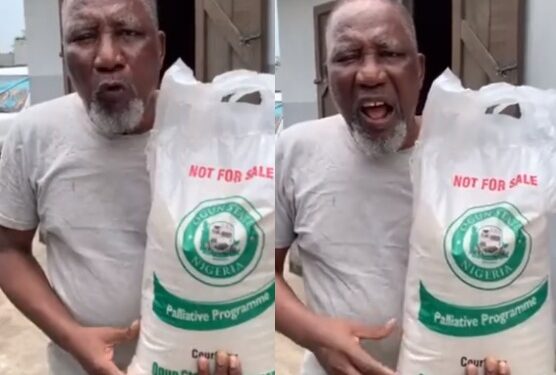“We Are Not Beggars” – Ogun Man Returns ‘’A Bag Of Rice’’ Given To 147 Houses As Palliative In His Estate (Video)
