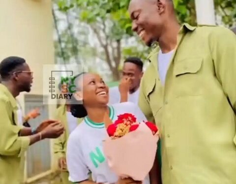 Youth Corps Member Causes Stir As He Proposes to Girlfriend at Abuja NYSC Camp (Video)