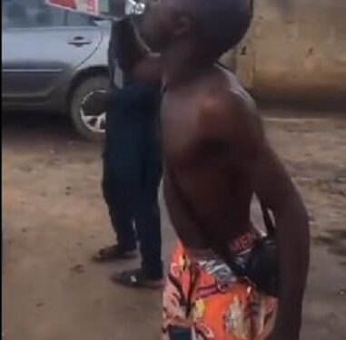 ”He Will Need Another Liver Soon” – Reactions As Man Gulps An Entire Bottle Of Alcoholic Drink At Once (Video)