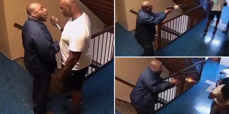 Watch Shocking Moment Man And His Stepson Are Shot Dead By Neighbour Over Noise In Their Apartment (Video)