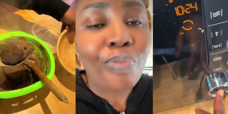 You Should Be Arrested – Nigerians Slam Woman Who Used Microwave To Make Amala (Video)