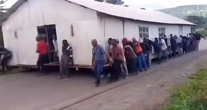 Church Members Uproot Church, Carry It Away From Pastor’s House After His Wife Allegedly Refused To Serve Them Tea During Their Visit (Video)