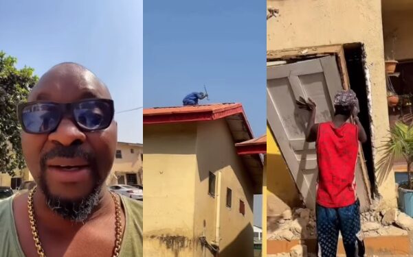 Ex-governor, Ayo Fayose’s Brother, Isaac, Removes Roof And Door of Tenant Who Has Been Owing Him Rent for 4 Years (Video)
