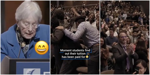 No More Tuition Fees – Watch The Moment Woman Donates N1.6 trillion, Pays N51 million School Fees for Every Student (Video)