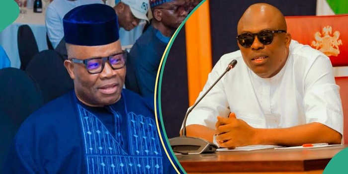 Akpabio Tackles Governor Fubara At Herbert Wigwes’ Funeral (Video)