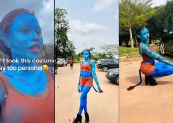 Lady Arrives Her School’s Costume Day Looking Like Avatar (Video)