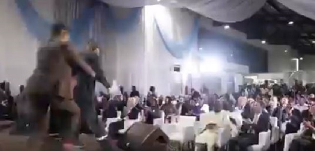 Watch The Moment Ex-President Obasanjo Jumped Down From The Stage After Giving A Speech In Lagos (Video)
