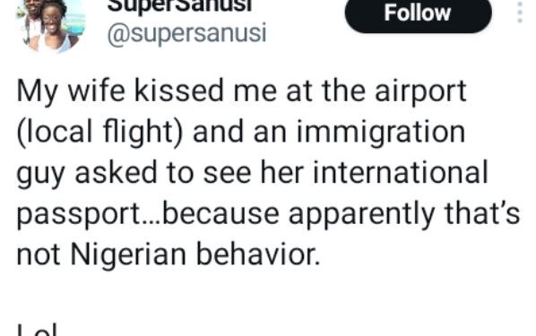 Nigerian Man Narrates How Immigration Officer Reacted After His Wife Kissed Him At The Airport