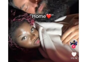 “No Be My Personal Saviour This Babe Dey Cuddle So?” – See Hilarious Reactions As Woman Shares Video Of Her Man On TikTok