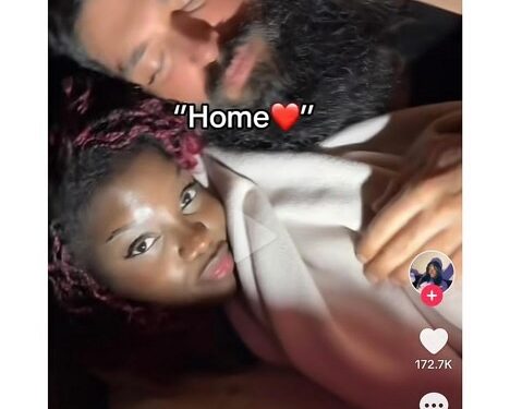 “No Be My Personal Saviour This Babe Dey Cuddle So?” – See Hilarious Reactions As Woman Shares Video Of Her Man On TikTok