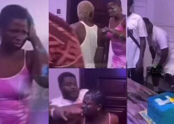 Drama as Nigerian Man Slaps Girlfriend Over Cake-cutting at Party (Video)