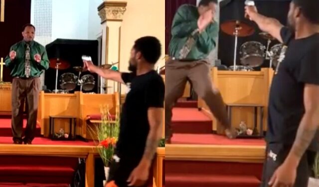 Church Service Comes To A Halt As Man Pulls Gun And Attempts To Shoot Pastor (Video)