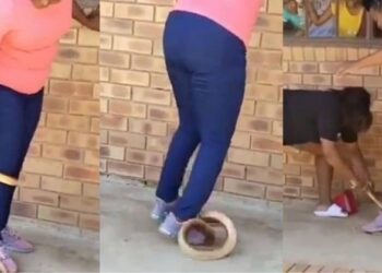 Moment Fearless Lady Crushed Snake With Her Feet (Video)