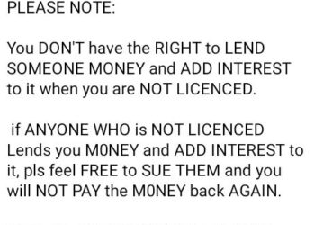 You Don’t Have The Right To Lend Someone Money And Add Interest To It When You Are Not Licensed – Nigerian Lawyer Says