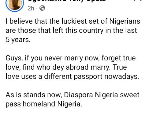 Forget True Love, Find Someone Based Abroad To Marry – Nigerian Man Advises Single Men